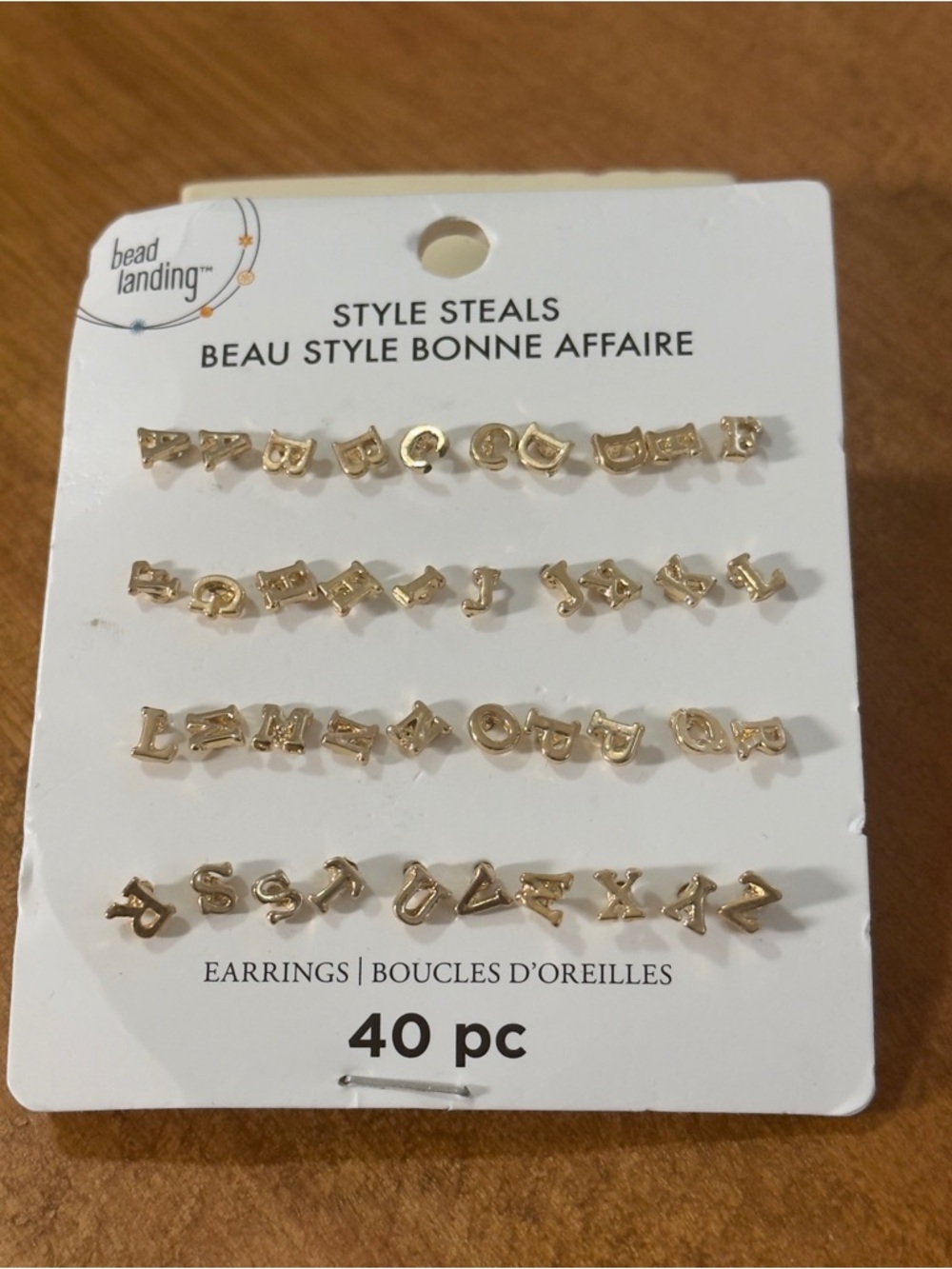 NEW Bead Landing Gold Alphabet Letter Stud Earrings Set - Picture 2 of 5